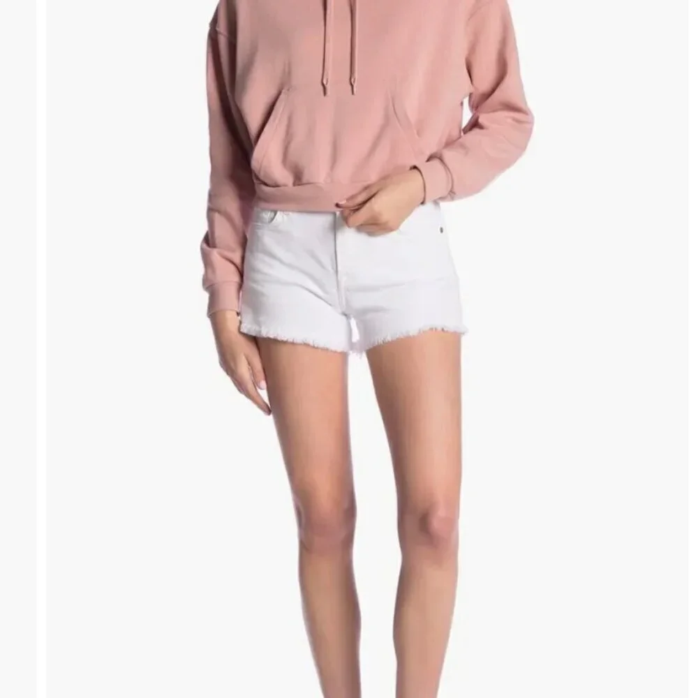 7 for all mankind  White Denim cut-offs with fringed hem Size 29 and Size 30 NWT - Picture 3 of 12